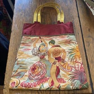 Handmade purse. Cute retro print fabric.